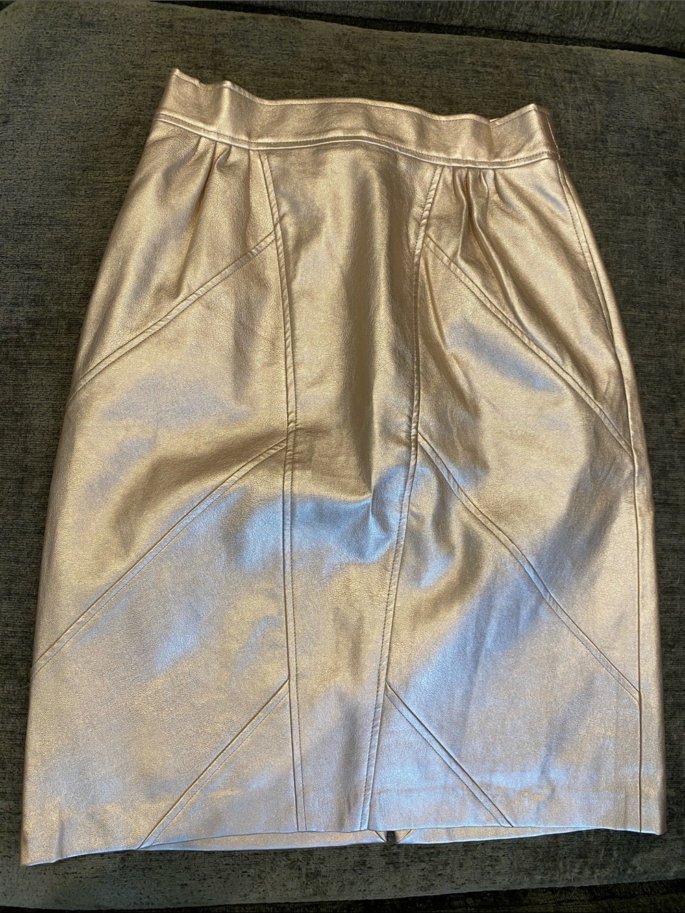 Metallic Gold Pencil Skirt with Panel Detailing
